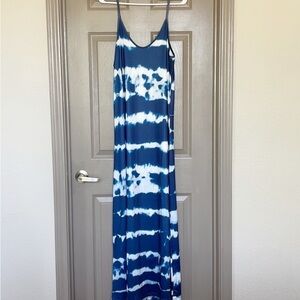 Blue and White Tie-Dye Maxi Dress